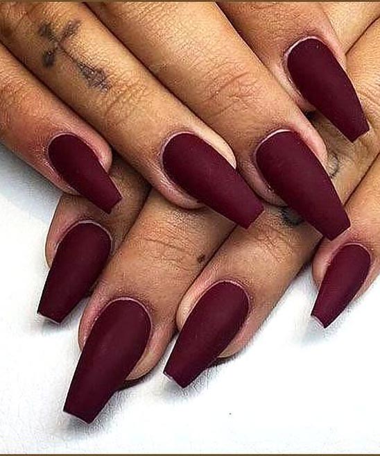 Burgundy Ombre Nails Coffin