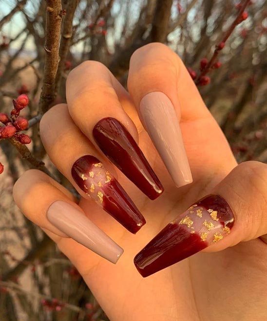 50 Burgundy Acrylic Nails 2024 TailoringinHindi Burgundy Red Acrylic Nails