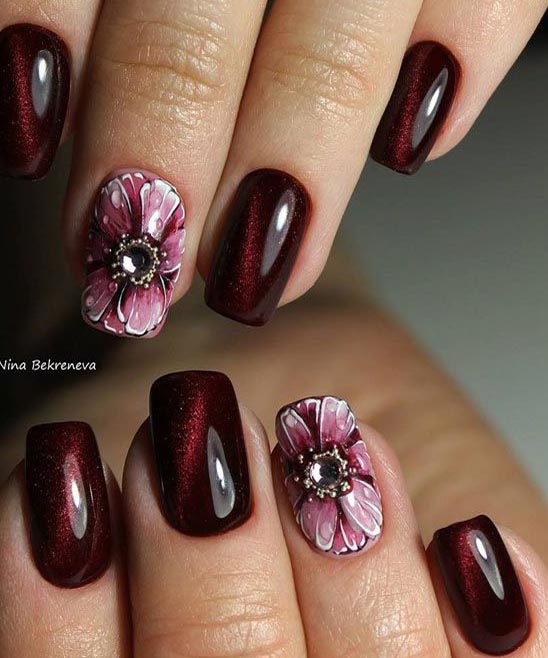 Burgundy Short Nail Ideas