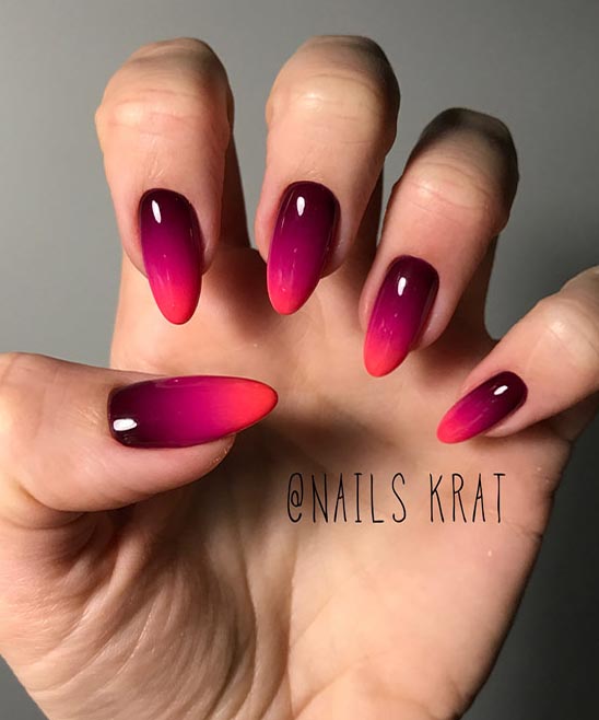 Burgundy Silver Ombre Nails