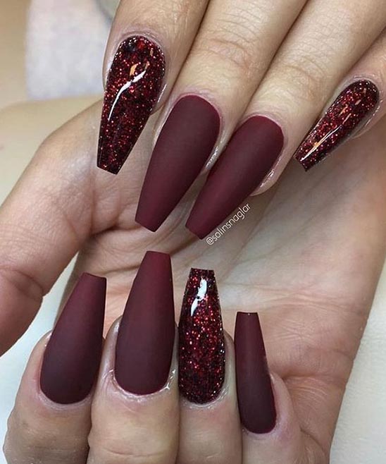 Burgundy Stiletto Nails