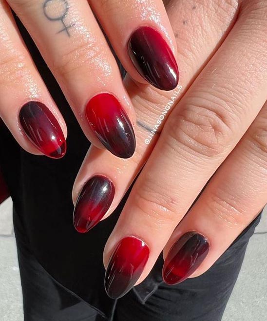 Burgundy White Ombre Acrylic Nails