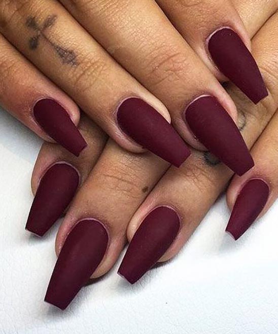 Burgundy With Gold Glitter Nails