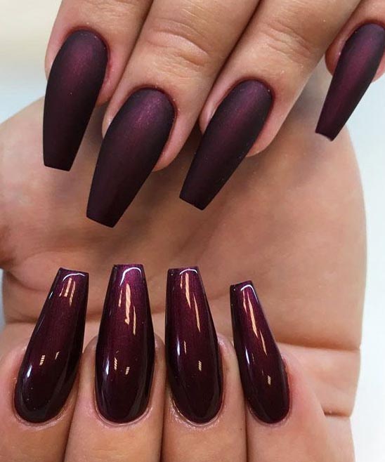 Burgundy and Black Matte Nails
