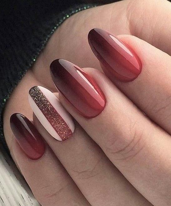 Burgundy and Black Ombre Nails