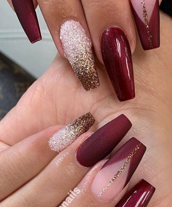 Burgundy and Gold Nail Ideas