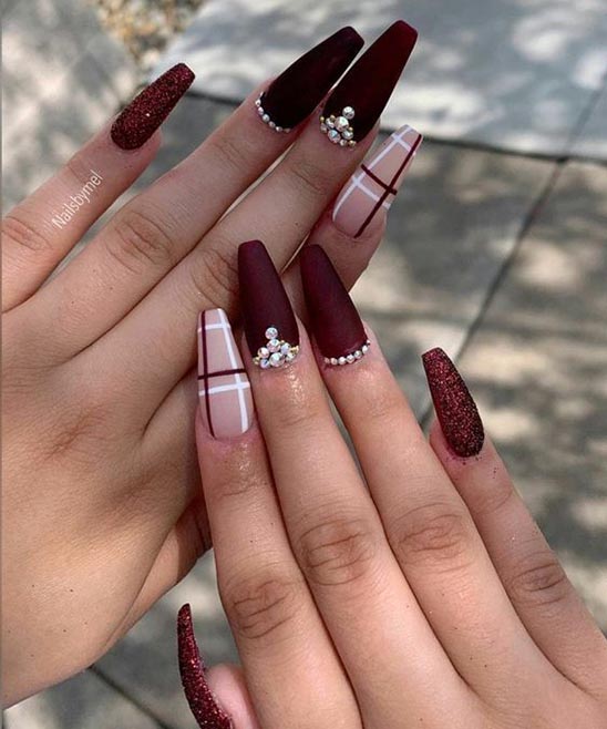 Burgundy and Gold Nail Ideas