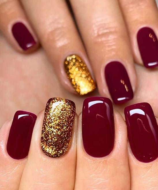 Burgundy and Gold Nails Tumblr