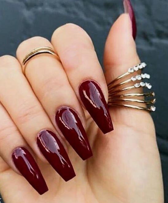 Burgundy and Gold Nails