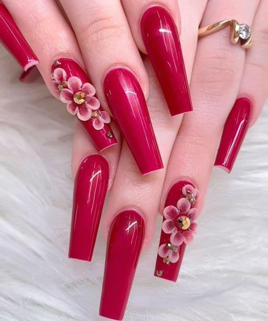 Burgundy and Gold Ombre Nails
