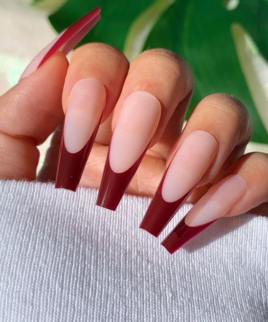 Burgundy and Nude Nail Designs