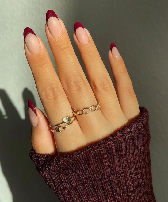 Burgundy and Nude Nails