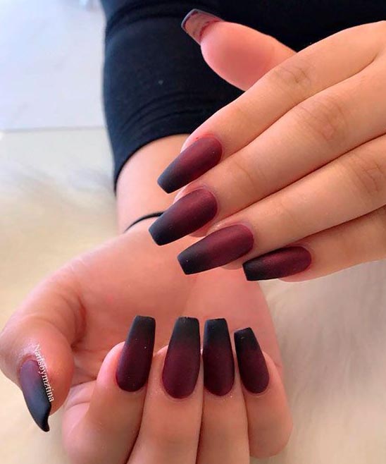 Burgundy and Orange Ombre Nails