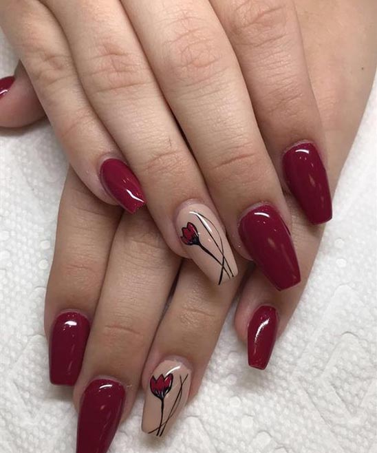Burgundy and Pink Nail Designs