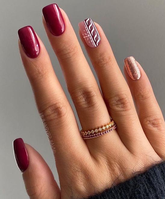 Burgundy and Rose Gold Chrome Nails