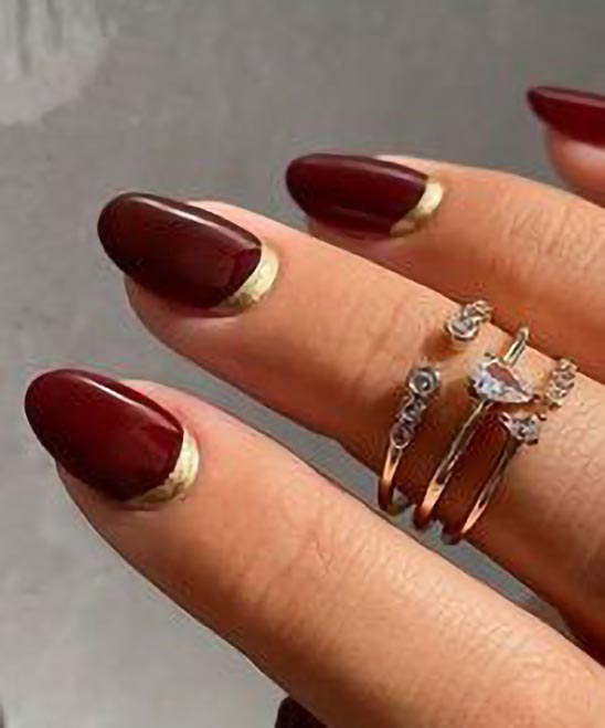 Burgundy and Rose Gold Nail Designs