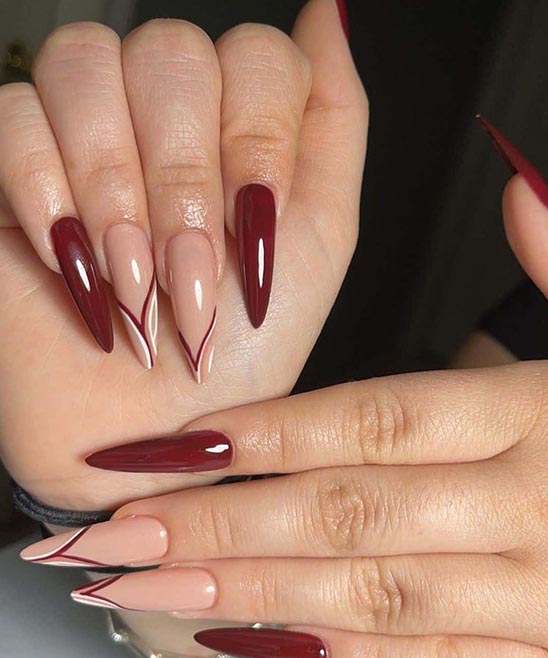 Burgundy and Rose Gold Nail Designs