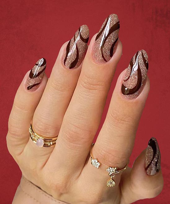 Burgundy and Rose Gold Nails