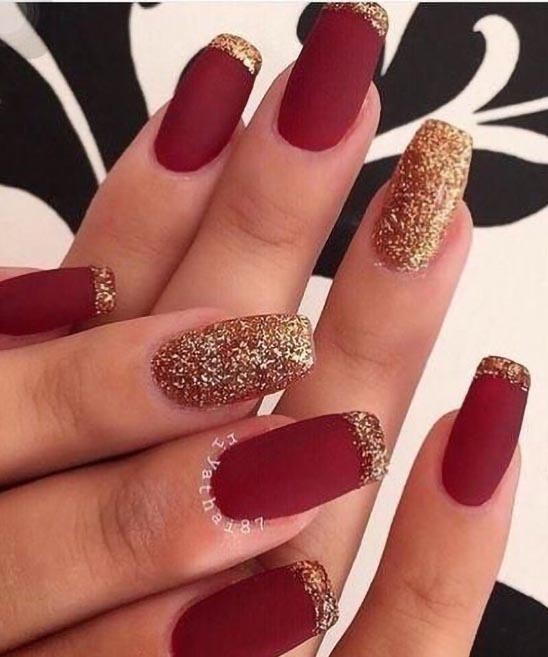 Burgundy and Rose Gold Ombre Nails