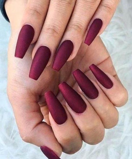 Burgundy and Silver Nails Matte