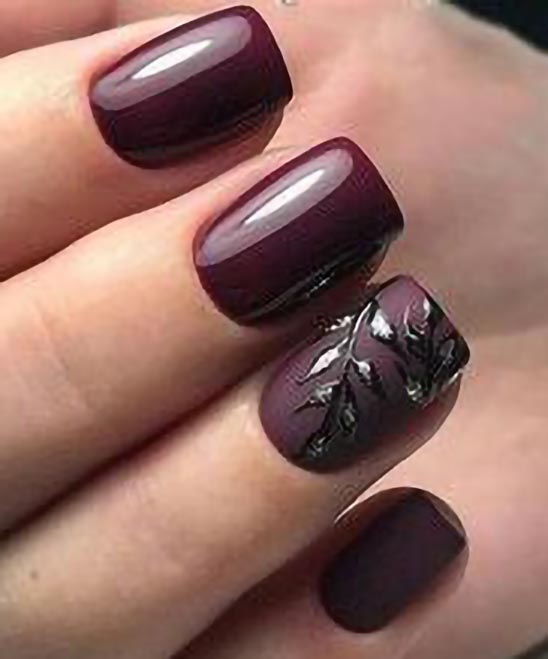 Burgundy and Silver Nails Matte