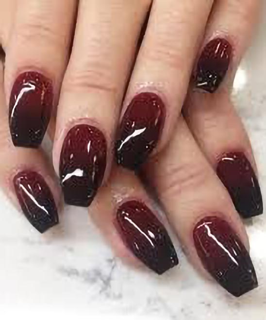 Burgundy and Silver Ombre Nails