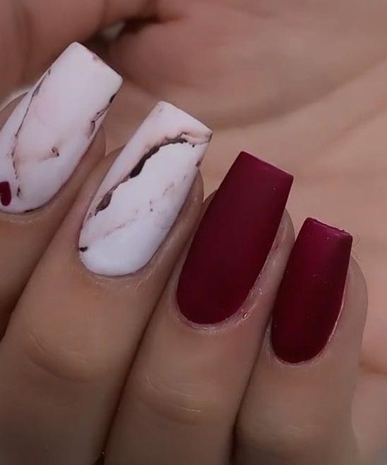 Burgundy and White Nail Designs