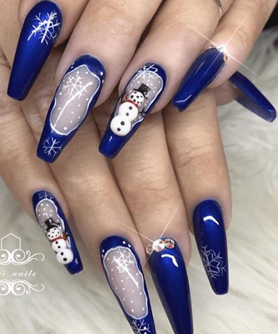 Christmas Nail Designs Blue and White