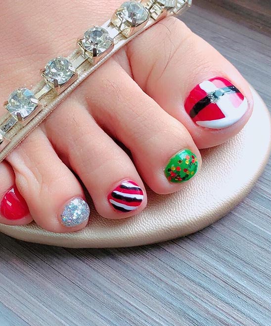 Christmas Present Toe Nail Design