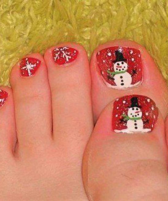 Christmas Toe Nail Design Nude Base