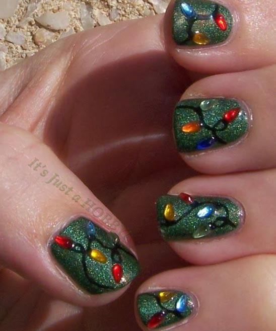 Christmas Toe Nail Design Nude Base