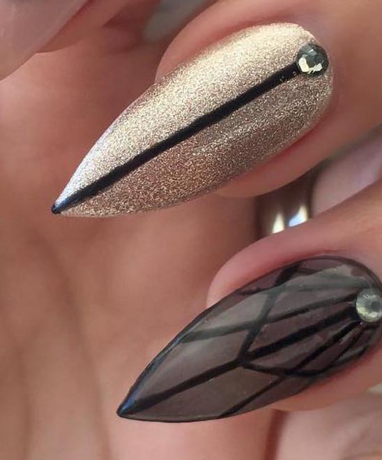 Classy Black and Rose Gold Nails