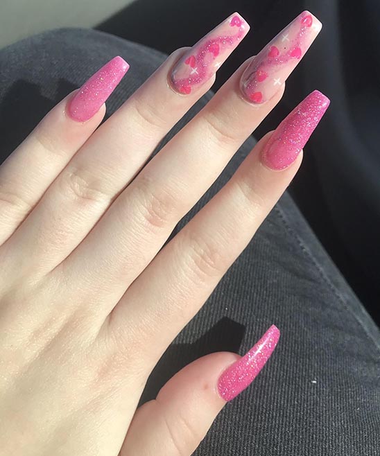 Clear Pink Coffin Nails