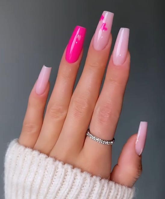 Coffin Acrylic Nails Pink