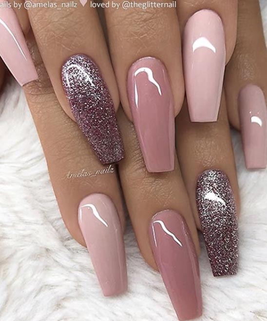 Coffin Acrylic Nails Pink