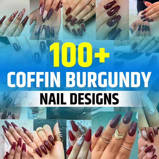 Coffin Burgundy Nails