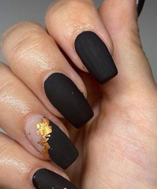 Coffin Nail Designs Black and Gold