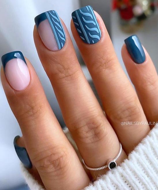 Coffin Nails Long White and Blue With Design