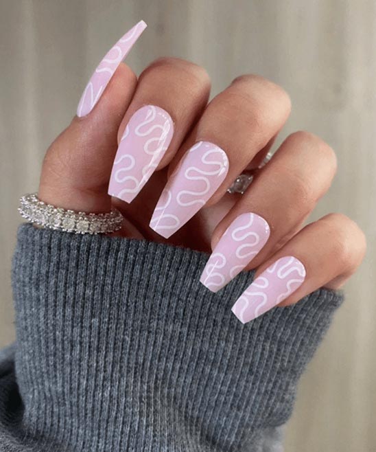 Coffin Nails Pink and White Designs