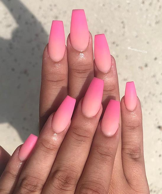 Coffin Nails Pink and White Ombre