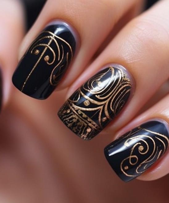 Coffin Nails Rose Gold and Black
