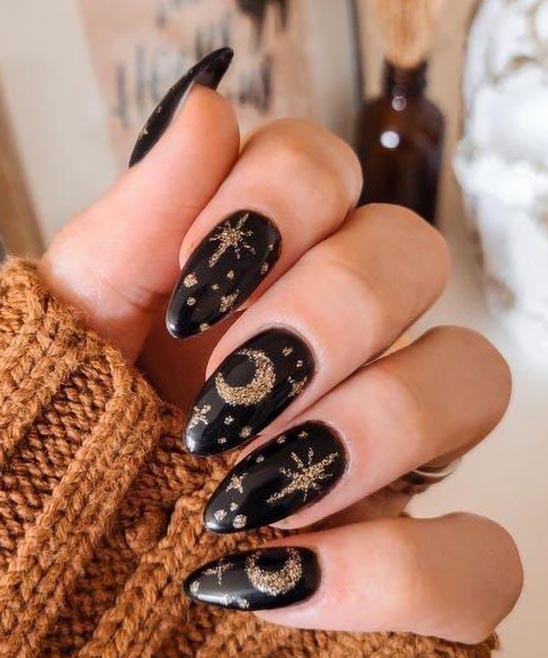 Coffin Black and Rose Gold Nails