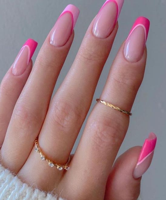 Coffin Pink and Black Nails