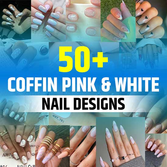 Coffin Pink and White Nails
