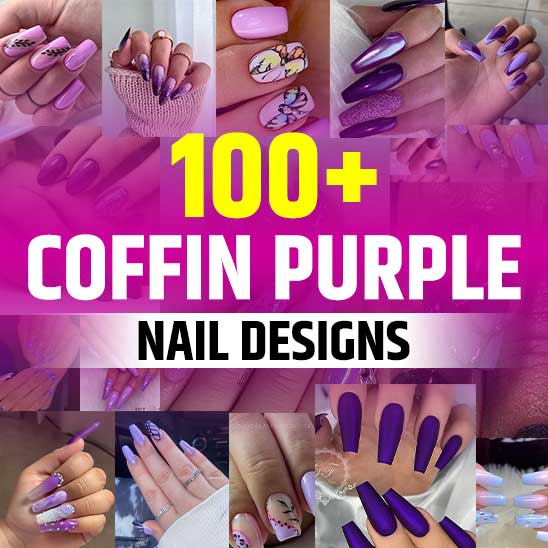 Coffin Purple Nail Designs