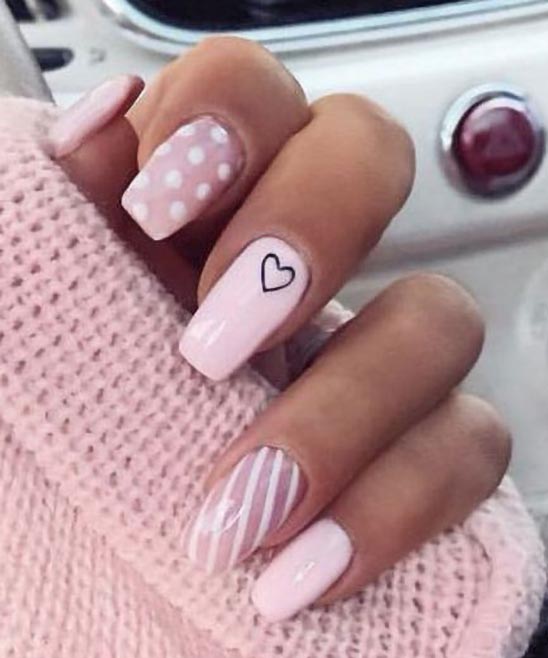 Coffin Shaped Nails Pink and White