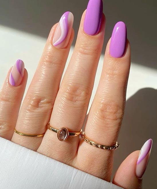 Colored French Tip on Short Almond Acrylic Nails