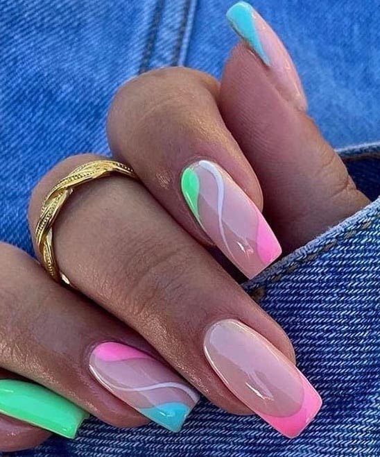 Coral and Mint Green Nail Designs
