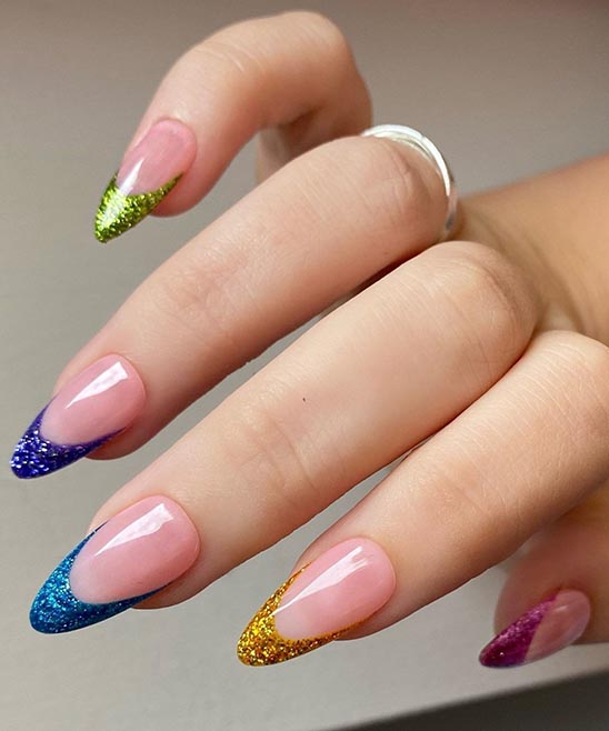 Cute French Tip Nail Designs Rainbow