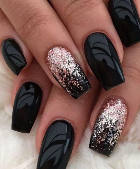 Cute Nail Designs Black and Rose Gold